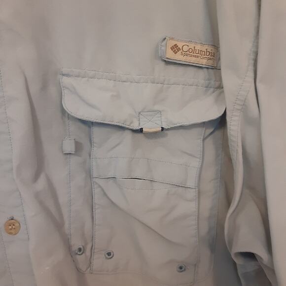 Columbia PFG Mens 2XL Blue Short Sleeve Button Up Vented Fishing Shirt Outdoors - Picture 2 of 12